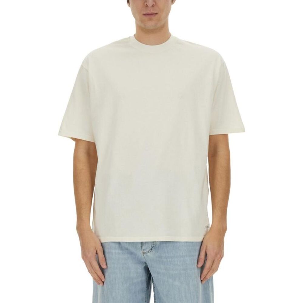AMISH Men's Crew Neck Cotton T-Shirt Men WHITE T-Shirts